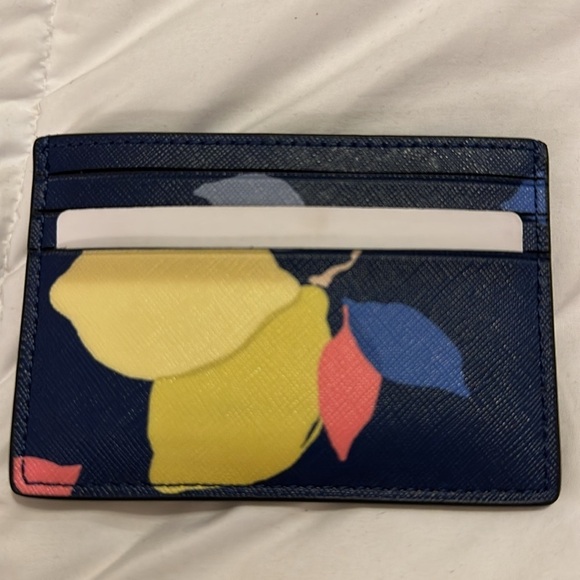 Kate Spade Cameron Lemon Zest slim Card Holder river blue lemon - Picture 3 of 5